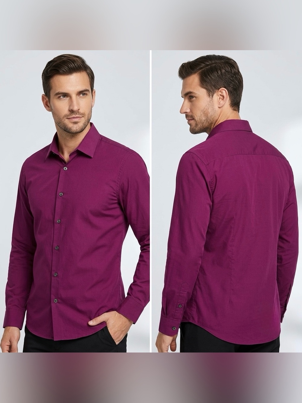 UNLISTED KENNETH COLE Men's Plum Dress Shirt Size Small 14-14.5 32/33 Slim Fit